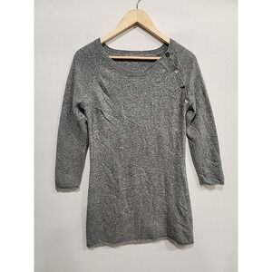 Zadig & Voltaire Cashmere Dress Womens Size L Grey Buttons Butterfly Gem Sweater